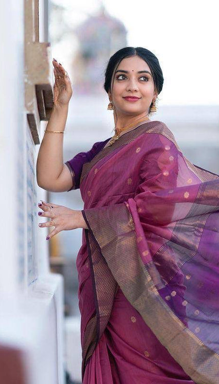 Angelic Lavendor Soft Silk Saree