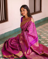 Evocative Magenta Soft Silk Saree