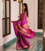 Evocative Magenta Soft Silk Saree