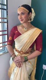 Embrocation Off White Soft Silk Saree