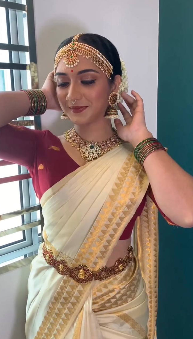 Embrocation Off White Soft Silk Saree