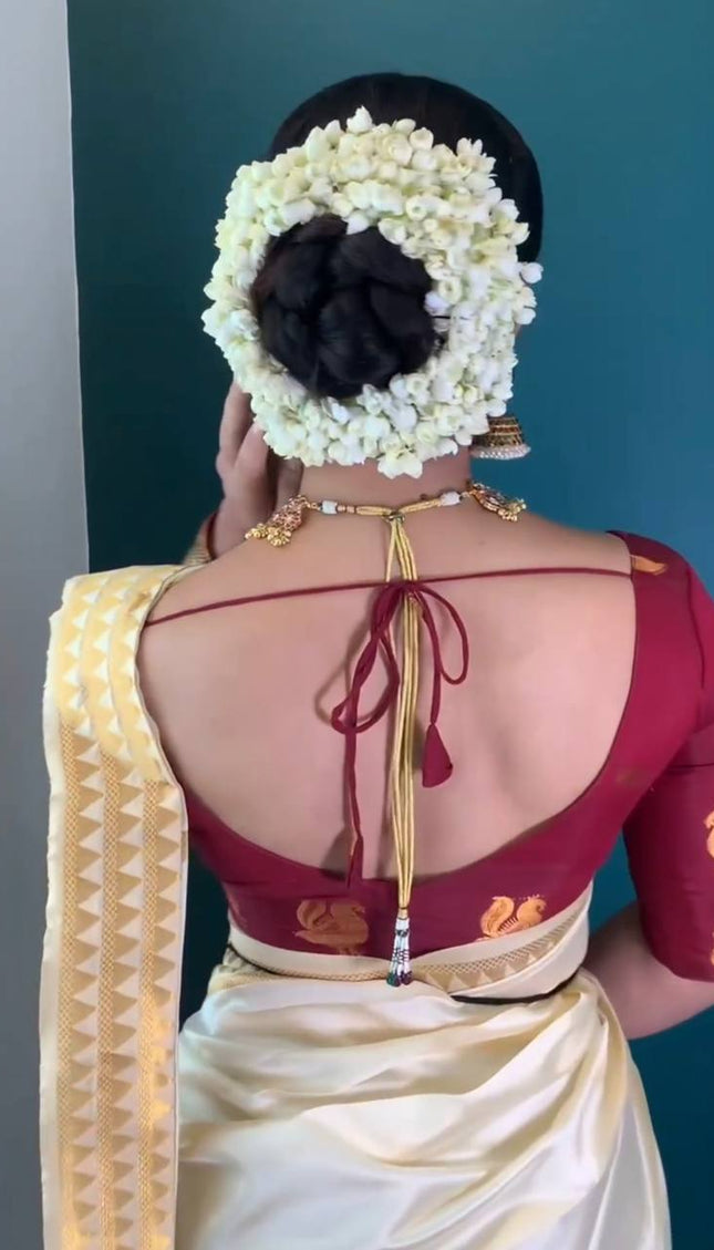 Embrocation Off White Soft Silk Saree