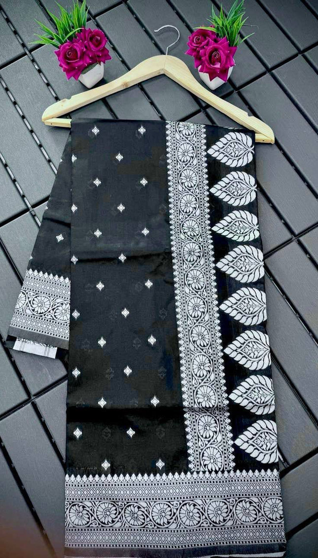 Fugacious Black Banarasi Silk Saree