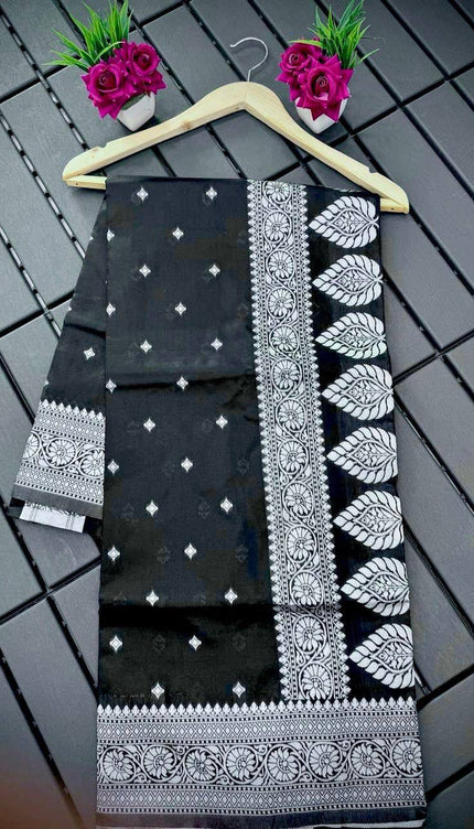 Fugacious Black Banarasi Silk Saree