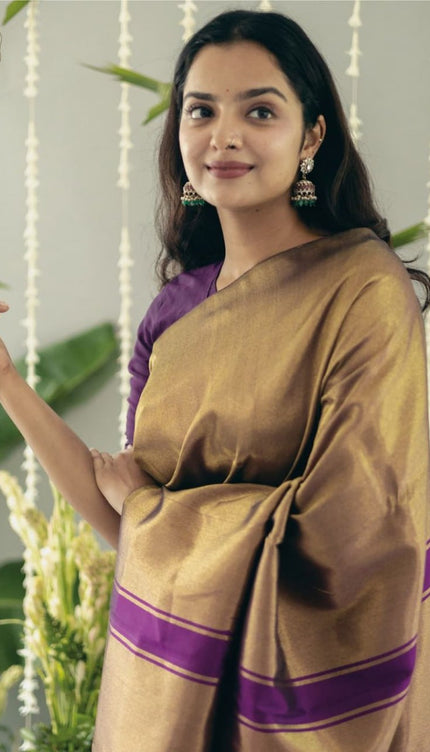 Fancifull Dark Lavendor Soft Silk Saree