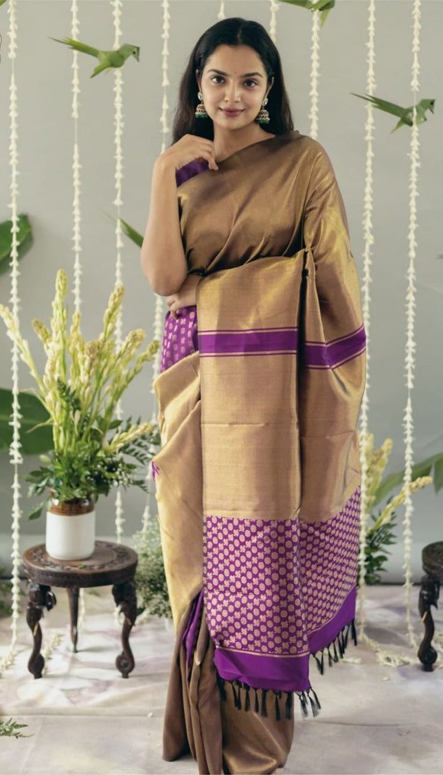 Fancifull Dark Lavendor Soft Silk Saree