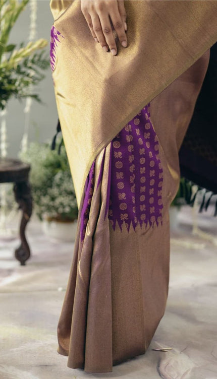 Fancifull Dark Lavendor Soft Silk Saree