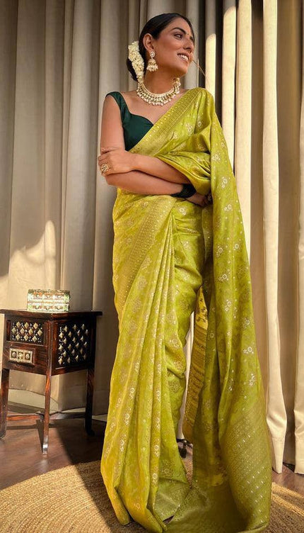 Jamsa Yellow Banarasi Silk Saree