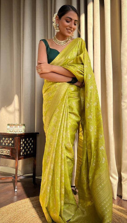 Jamsa Yellow Banarasi Silk Saree