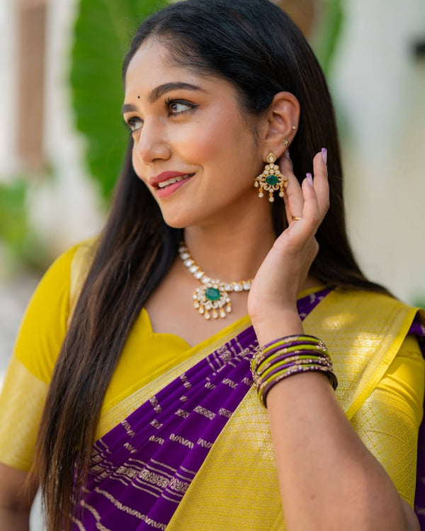 Kasavu – Banarasi Soft Silk Saree with Gold Zari Weaving and Timeless Charm