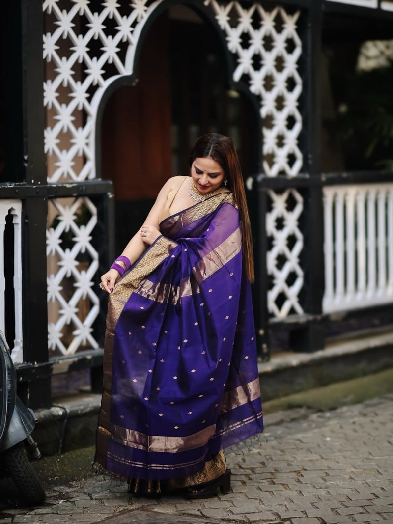 Sharvitha – Cotton Silk Saree in Royal Purple
