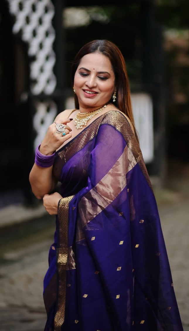 Sharvitha – Cotton Silk Saree in Royal Purple