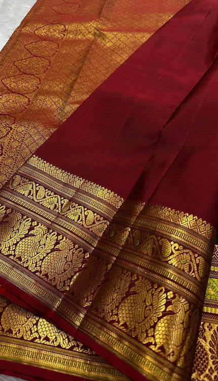 Vaishali – Banarasi Soft Silk Saree in Green & Maroon