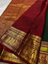 Vaishali – Banarasi Soft Silk Saree in Green & Maroon