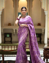 Hema Violet Banarasi Silk Saree