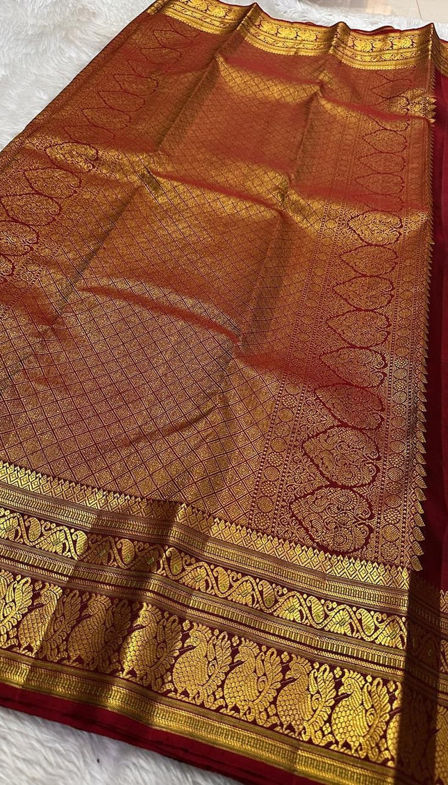 Vaishali – Banarasi Soft Silk Saree in Green & Maroon