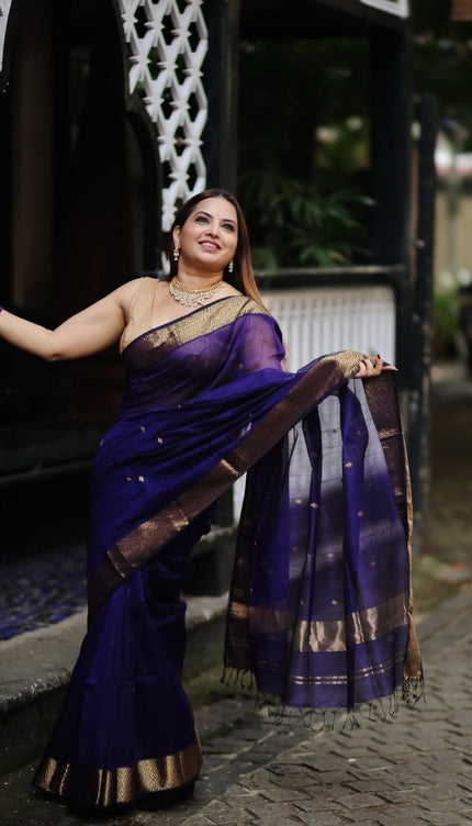 Sharvitha – Cotton Silk Saree in Royal Purple