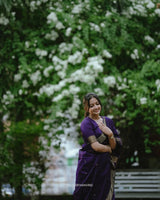 Revathi - Purple Banarasi Silk Saree with Golden Butti Weave and Zari Border