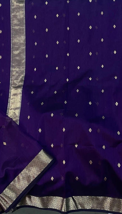 Revathi - Purple Banarasi Silk Saree with Golden Butti Weave and Zari Border
