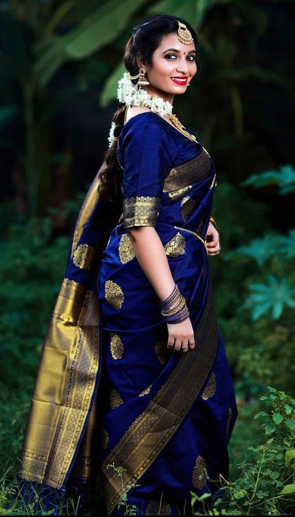 Vanshika – Blue Soft Banarasi Silk Saree with Jacquard Weaving