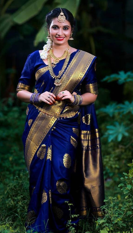 Vanshika – Blue Soft Banarasi Silk Saree with Jacquard Weaving