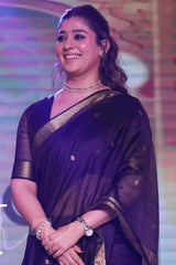 Sulochana – Purple Pure Linen Silk Saree with Zari Weaving