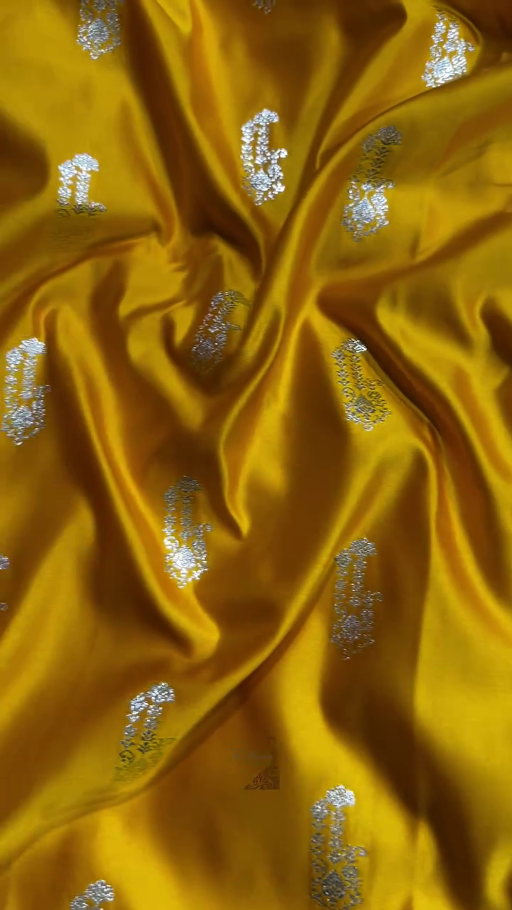 Premium Mustard Yellow Banarasi Silk Saree with Intricate Zari Butta