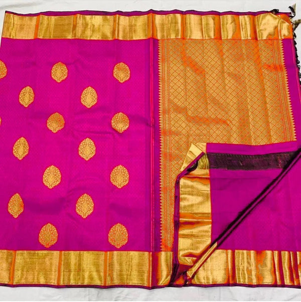 Meenal - Dark Pink Soft Banarasi Silk Saree with Jacquard Weaving