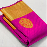 Meenal - Dark Pink Soft Banarasi Silk Saree with Jacquard Weaving