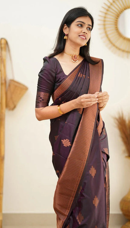 Maruti - Purple Soft Silk Saree with Jacquard Woven Border