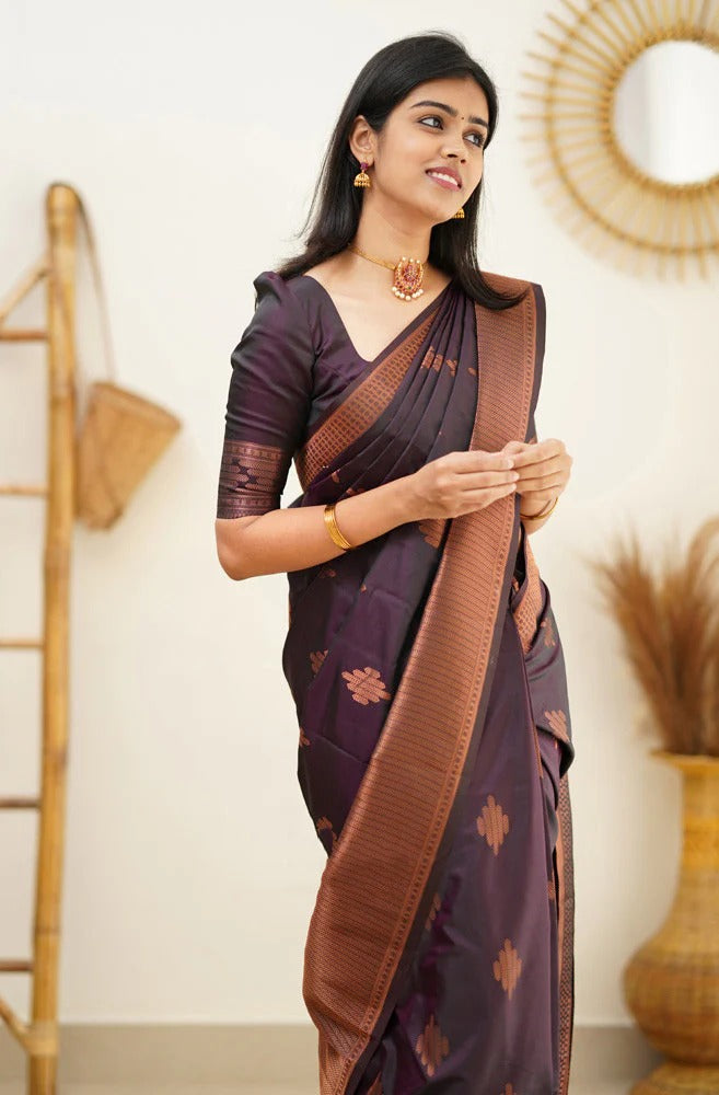 Maruti - Purple Soft Silk Saree with Jacquard Woven Border