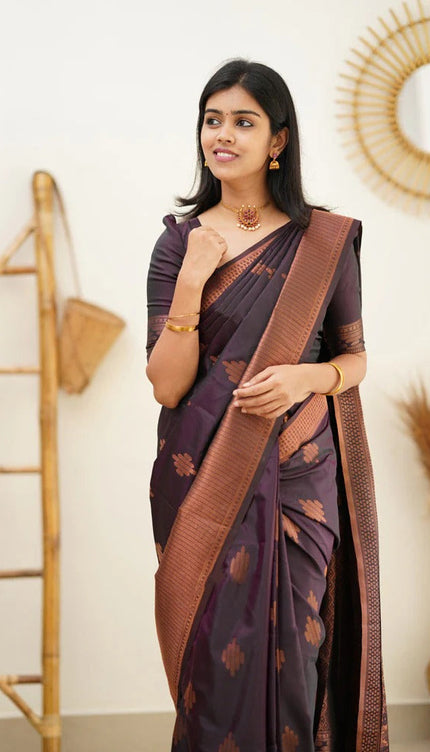 Maruti - Purple Soft Silk Saree with Jacquard Woven Border