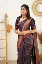 Maruti - Purple Soft Silk Saree with Jacquard Woven Border