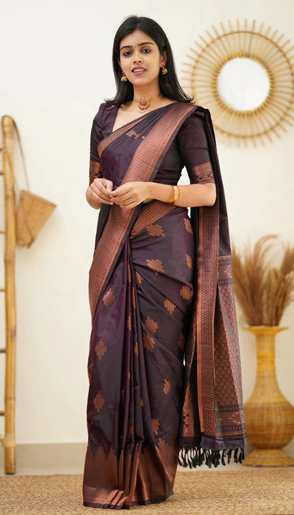 Maruti - Purple Soft Silk Saree with Jacquard Woven Border