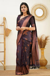 Maruti - Purple Soft Silk Saree with Jacquard Woven Border