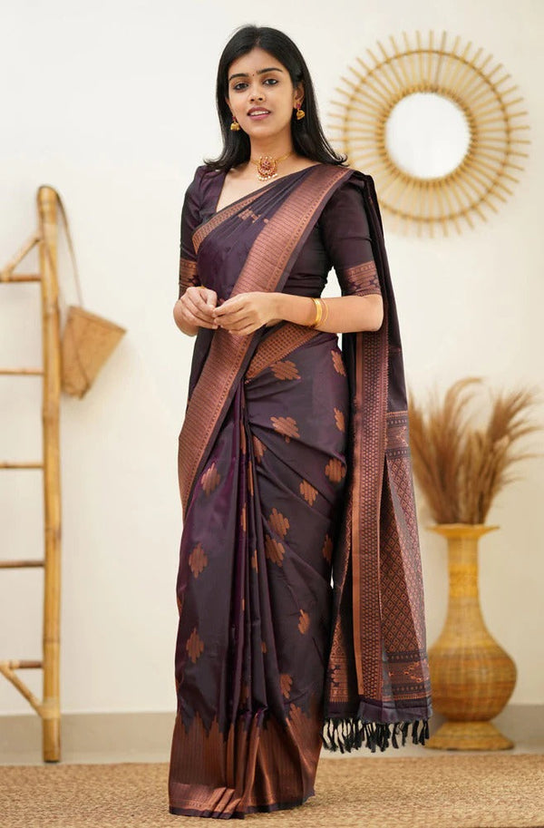 Maruti - Purple Soft Silk Saree with Jacquard Woven Border