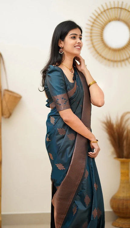 Maruti - Rama Soft Silk Saree with Jacquard Woven Border