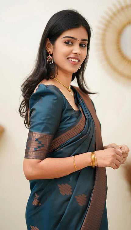 Maruti - Rama Soft Silk Saree with Jacquard Woven Border