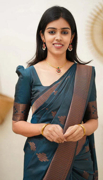 Maruti - Rama Soft Silk Saree with Jacquard Woven Border