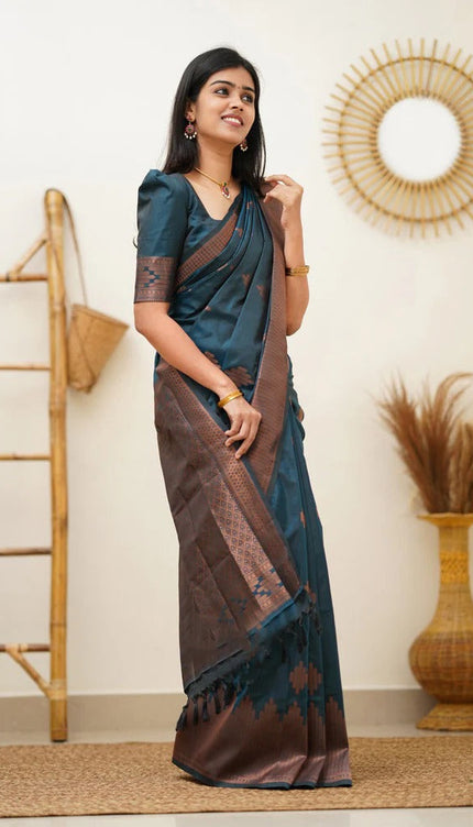 Maruti - Rama Soft Silk Saree with Jacquard Woven Border