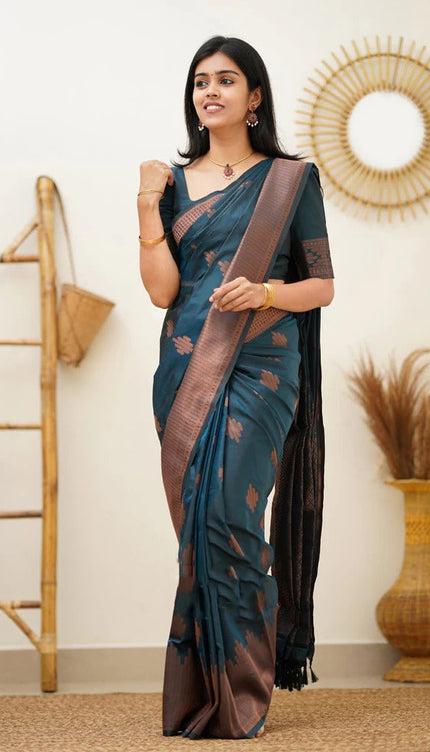 Maruti - Rama Soft Silk Saree with Jacquard Woven Border
