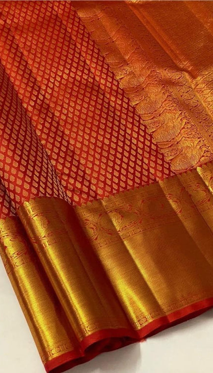 Rajelakshmi - Red Kanjivaram Silk Saree with All-over Jacquard Weave