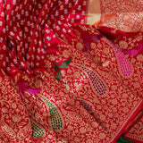 Kaveri – Red Banarasi Silk Saree with Heavy Embroidered Green Blouse