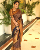 Valmika Black Soft Kanjivaram Silk Drape with Unique Blouse Piece