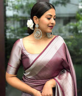 Valmika Brown Soft Kanjivaram Silk Drape with Unique Blouse Piece