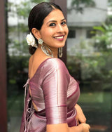 Valmika Brown Soft Kanjivaram Silk Drape with Unique Blouse Piece