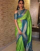 Valmika Parrot  Soft Kanjivaram Silk Drape with Unique Blouse Piece