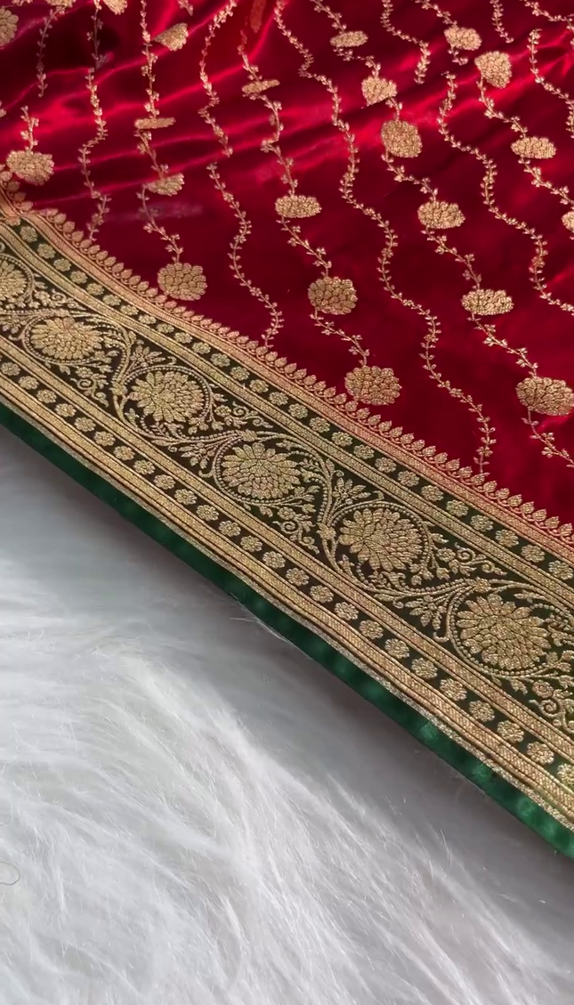 Royal Red Banarasi Silk Saree – A Touch of Timeless Grace