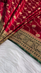 Royal Red Banarasi Silk Saree with Gold Zari Floral Jaal