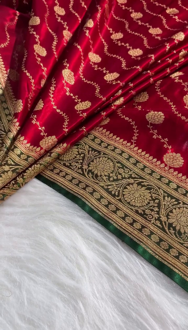 Royal Red Banarasi Silk Saree – A Touch of Timeless Grace